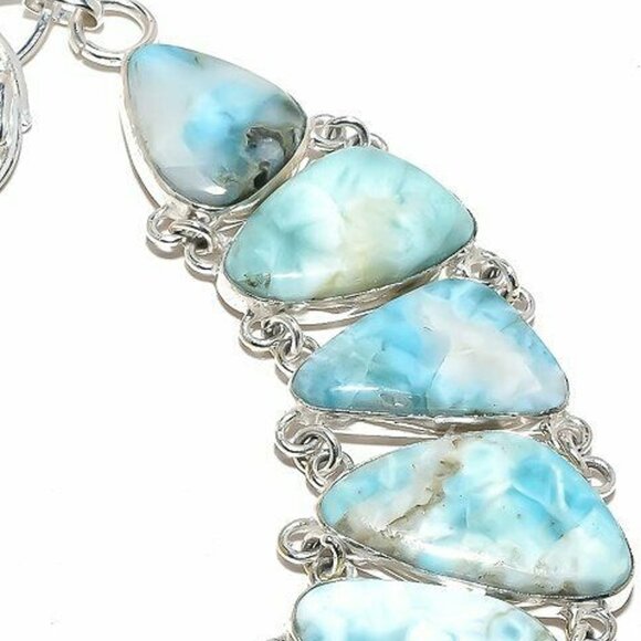 NEW - Caribbean Larimar Stone Sterling Adjustable Necklace - Picture 3 of 6